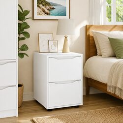 Compact White Storage Cabinet 40 x 48 x 57 cm with Drawer Features