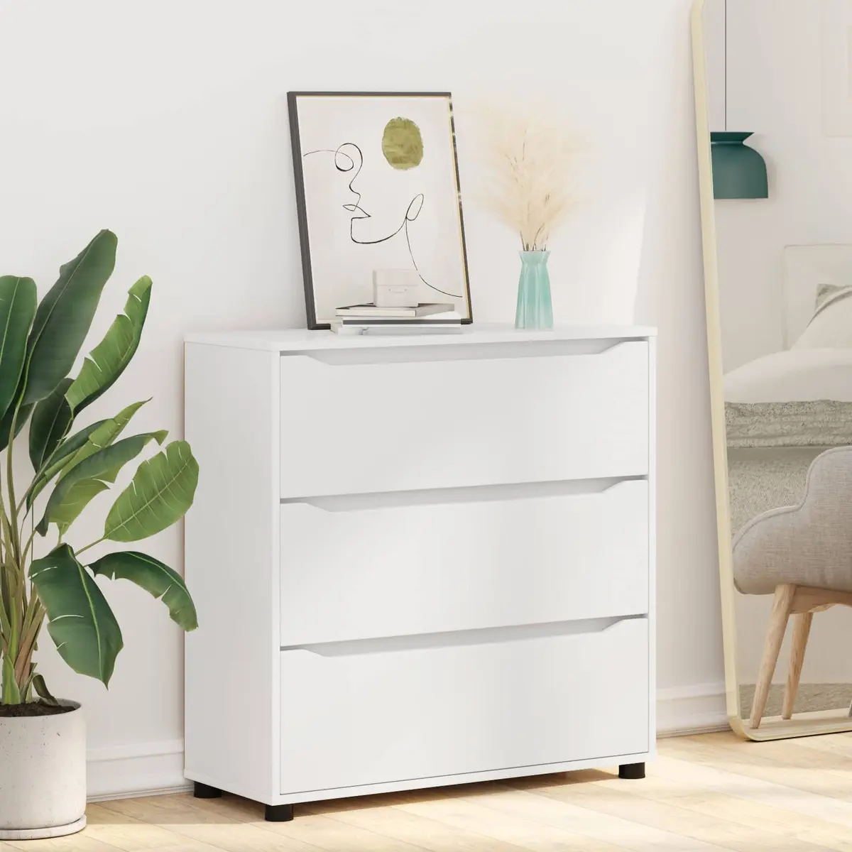 Storage Cabinet White 80 x 31 x 81 cm Engineered Wood Bedroom Living Room