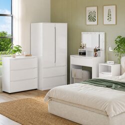 Storage Cabinet High Gloss White Engineered Wood Bedroom Living Room Organiser