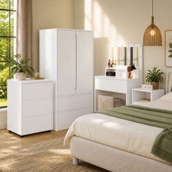 White Storage Cabinet with Drawers - Compact and Efficient