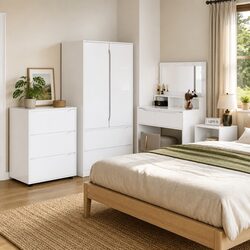 Storage Cabinet High Gloss White Bedroom Living Room Organizer Drawers