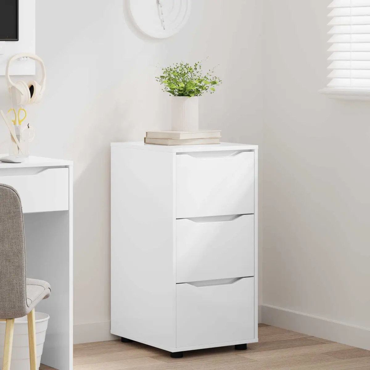 Storage Cabinet High Gloss White Sleek Modern Design Drawers Bedroom Living Room
