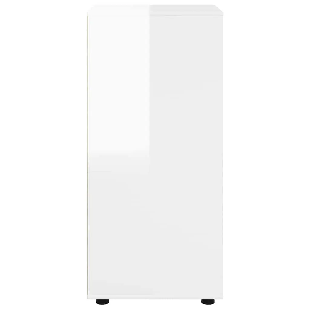 Storage Cabinet White High Gloss Engineered Wood Adjustable Height Multiple Drawers 40x48x105cm