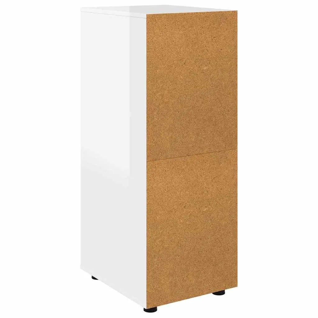 Storage Cabinet White High Gloss Engineered Wood Adjustable Height Multiple Drawers 40x48x105cm