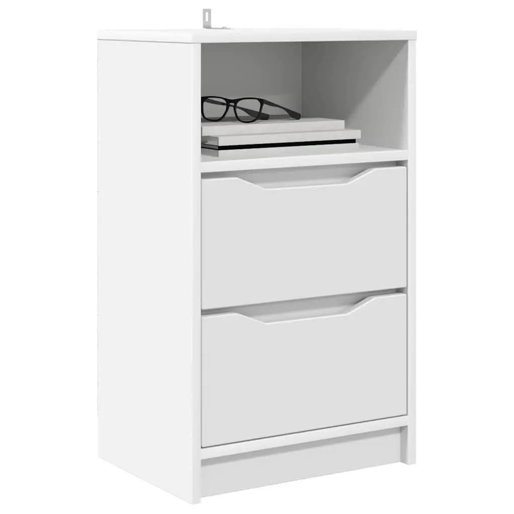 Bedside Table White 40 x 30 x 46 cm Storage Nightstand Engineered Wood 2 pcs