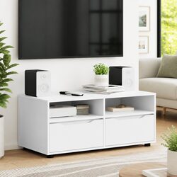 Compact and Reliable White TV Cabinet with Drawer