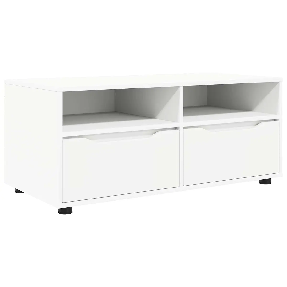 TV Cabinet White Modern Storage Unit with Drawer and Shelves