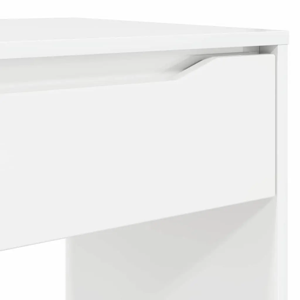 Engineered Wood Desk High Gloss White 100cm Rectangular with Integrated Drawer