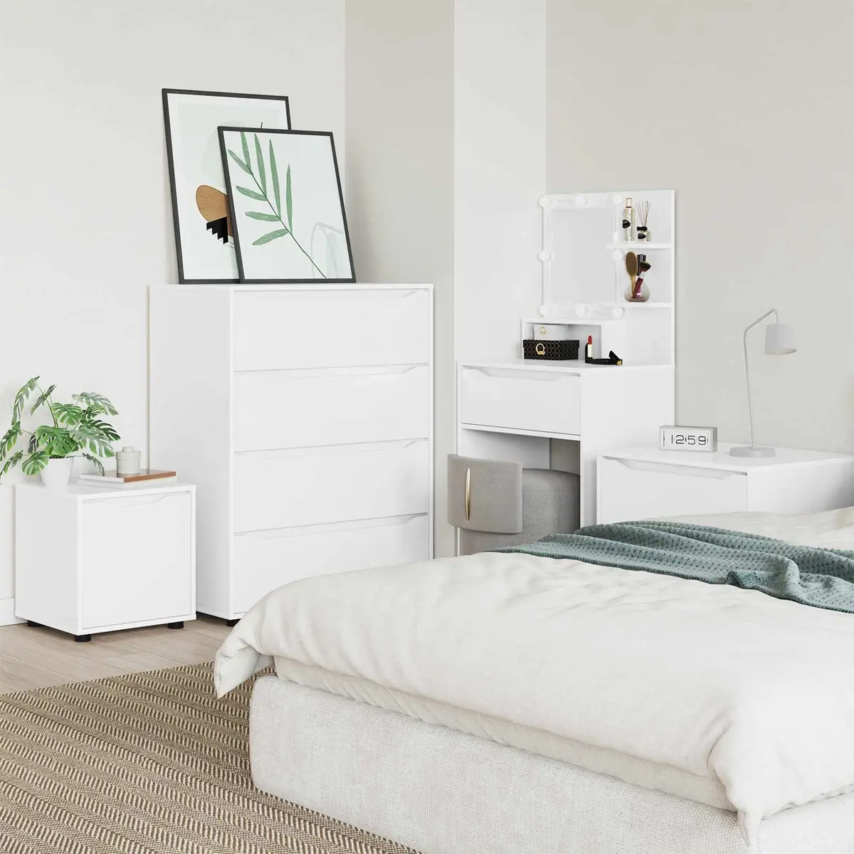 Bathroom Storage Cabinet White 40.5 x 40 x 44 cm Engineered Wood Minimalist