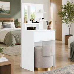 Compact and Efficient White Vanity Table