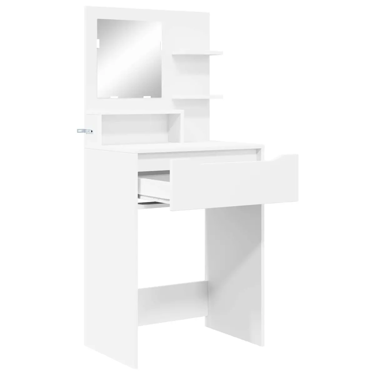 Dressing Table White Modern Engineered Wood with Drawer and Board Shelves