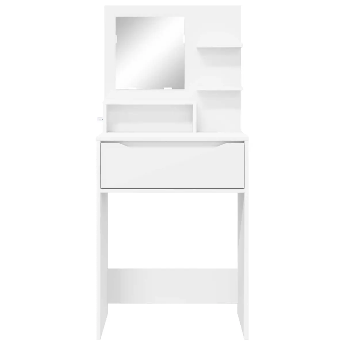 Dressing Table White Modern Engineered Wood with Drawer and Board Shelves