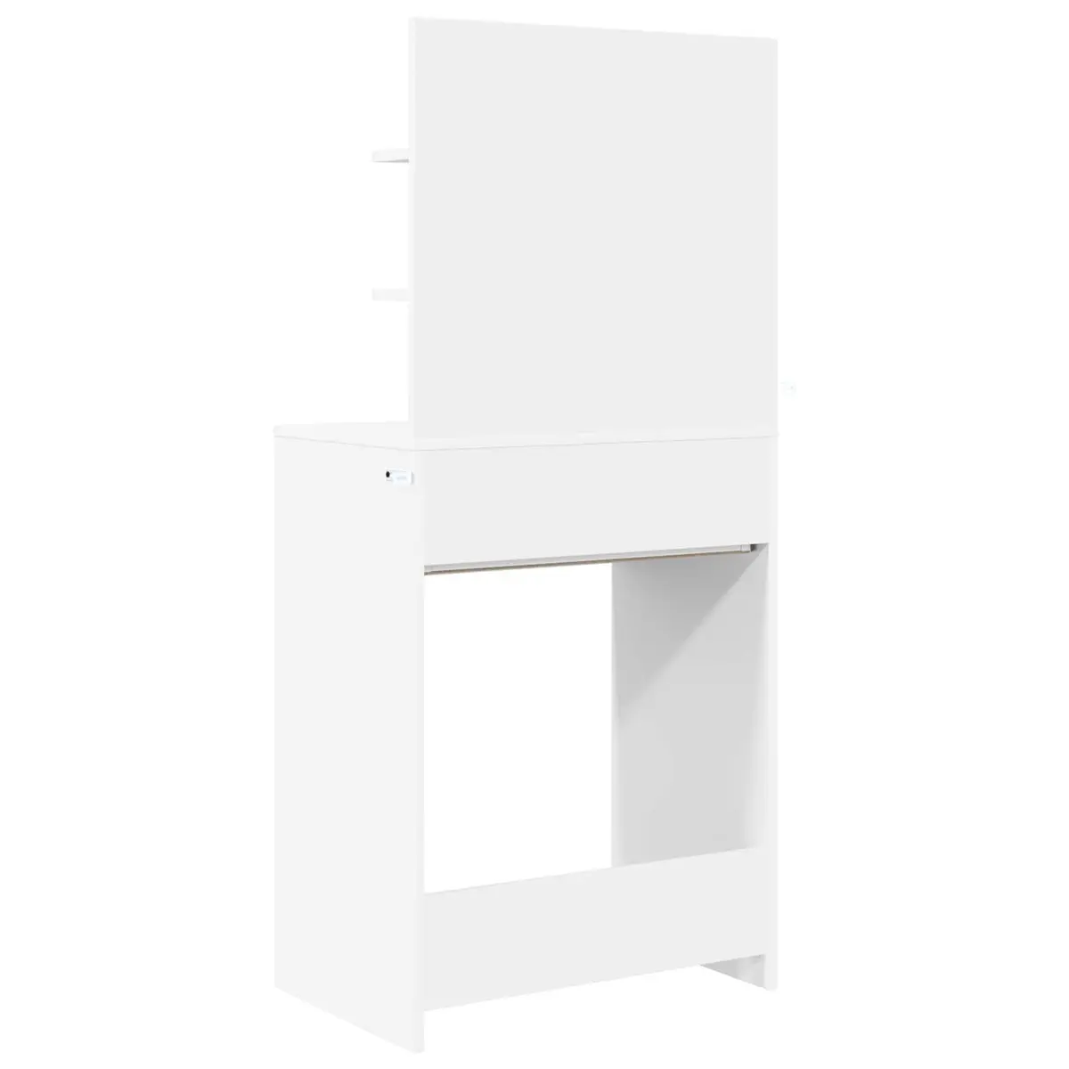 Dressing Table White Modern Engineered Wood with Drawer and Board Shelves