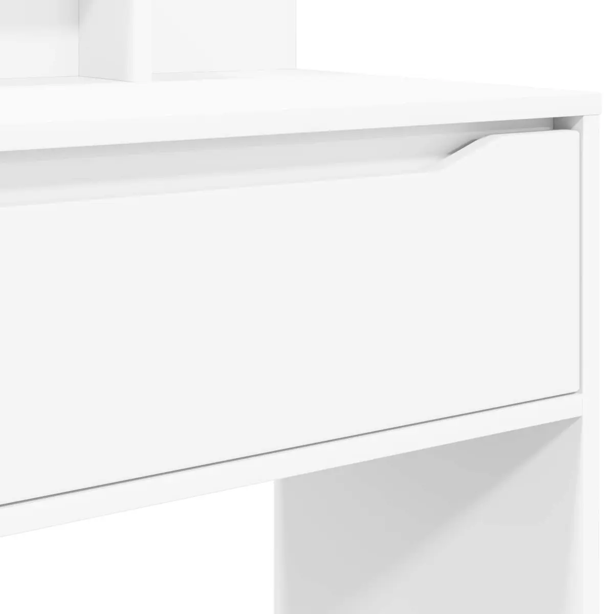 Dressing Table White Modern Engineered Wood with Drawer and Board Shelves
