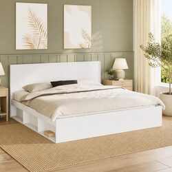 White Engineered Wood Headboard with Modern Design