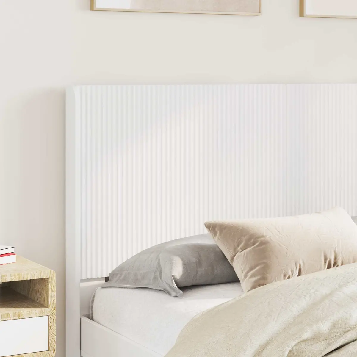 Headboard Bedroom Furniture Vertical Slat Design Engineered Wood Bed Frame Mount