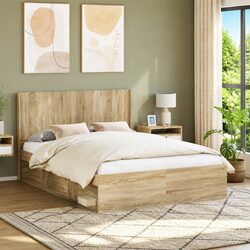 Brown Vertical Slat Headboard: Simple and Strong