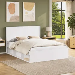 Concise White Engineered Wood Headboard with Stability