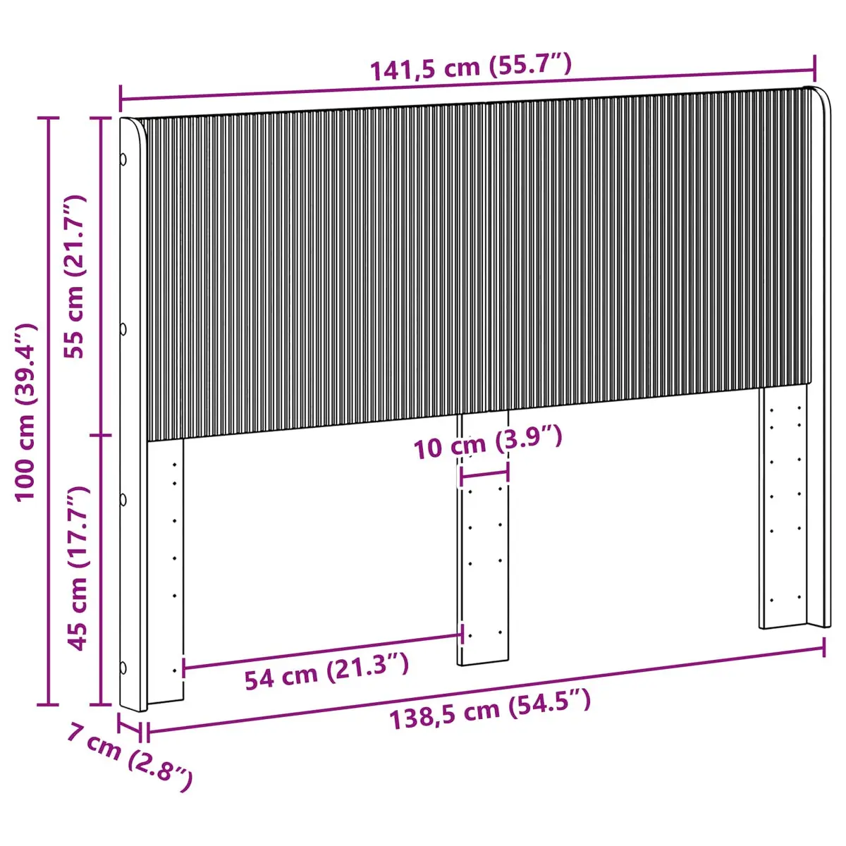 Headboard Engineered Wood Vertical Slat Design Bedroom Furniture Brown