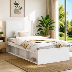 Sleek White Engineered Wood Headboard with Stability