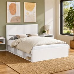 White Engineered Wood Headboard for Modern Bedrooms