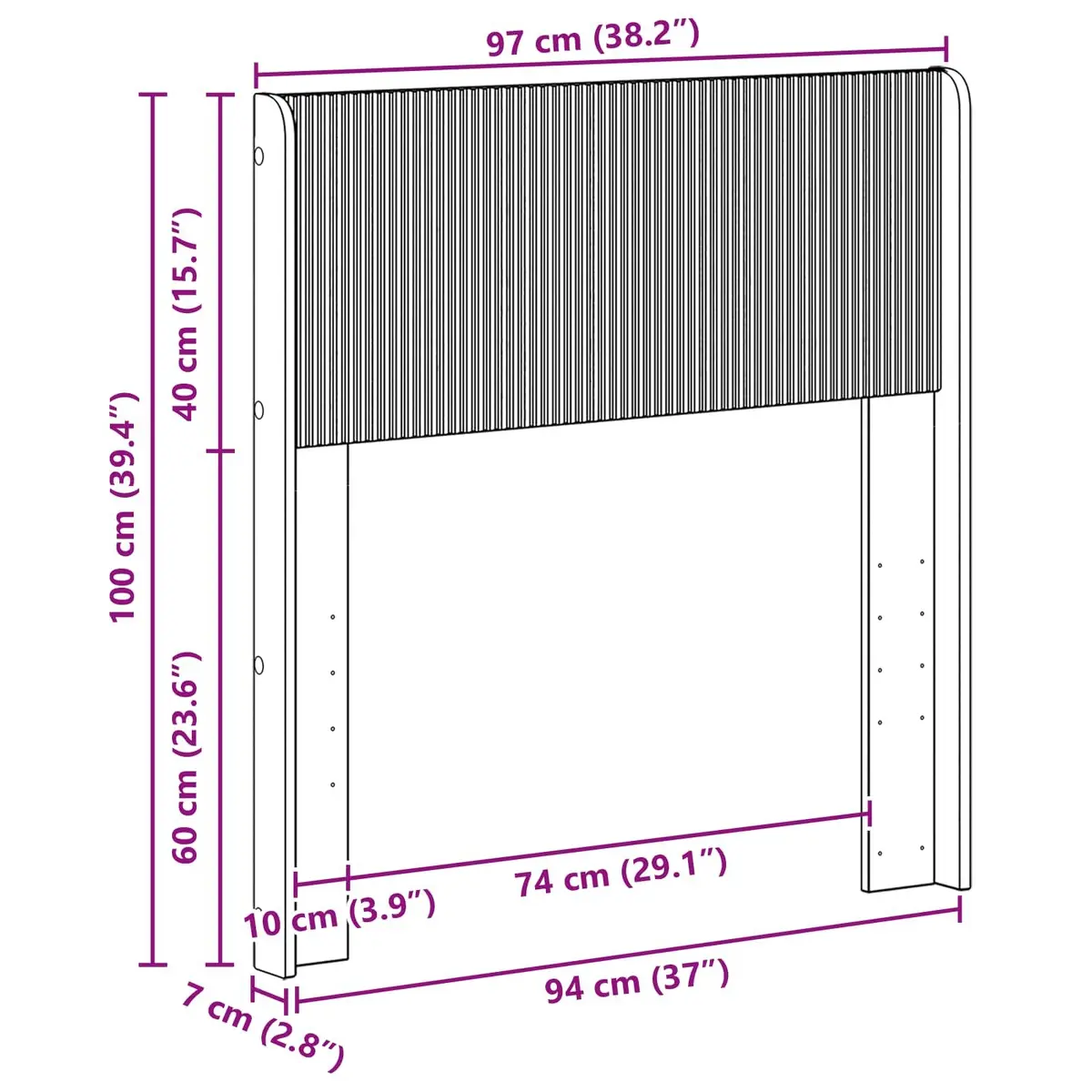 White Headboard Vertical Slat Design Engineered Wood Bedroom Furniture Modern