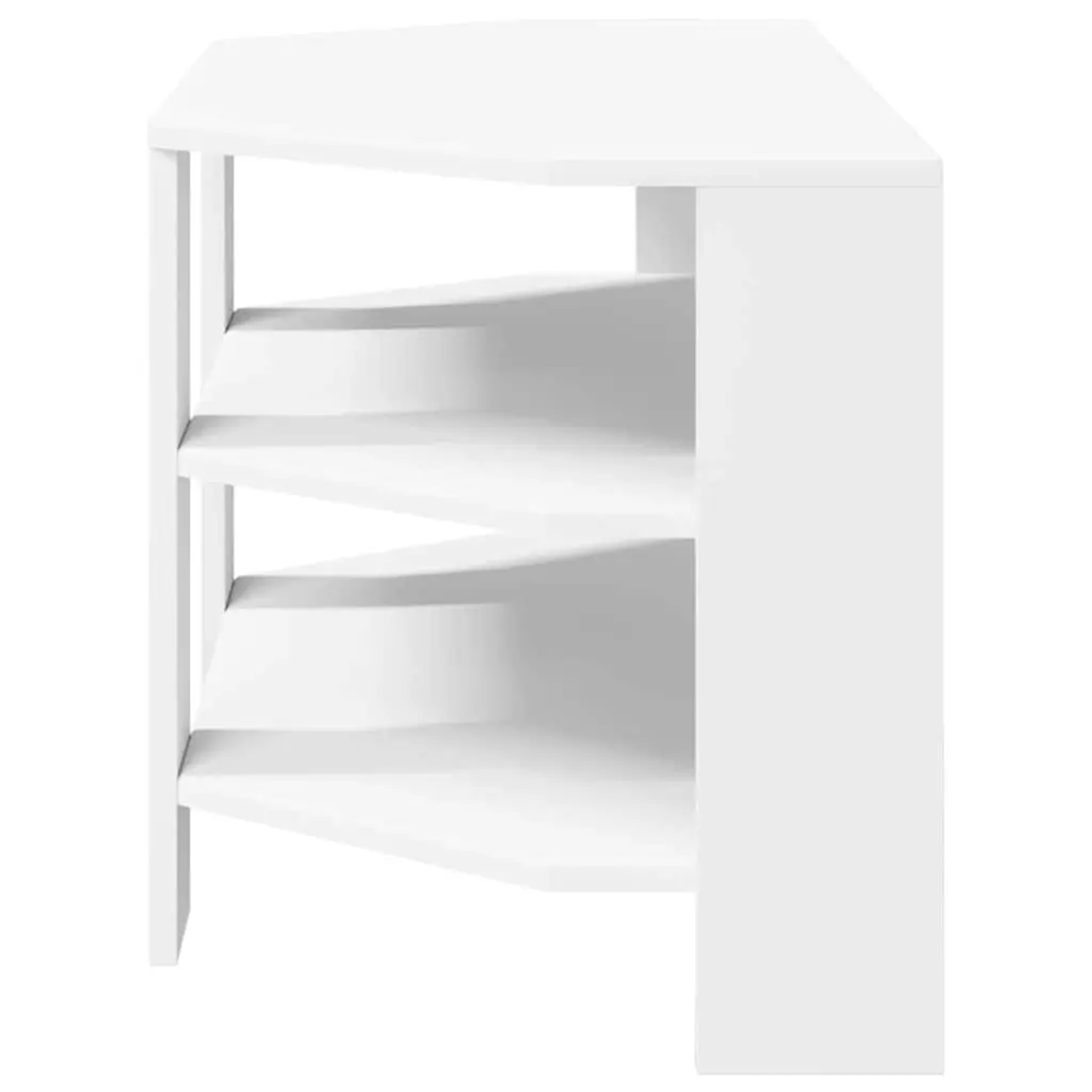 Corner TV Cabinet White Modern Living Room Storage Furniture Engineered Wood