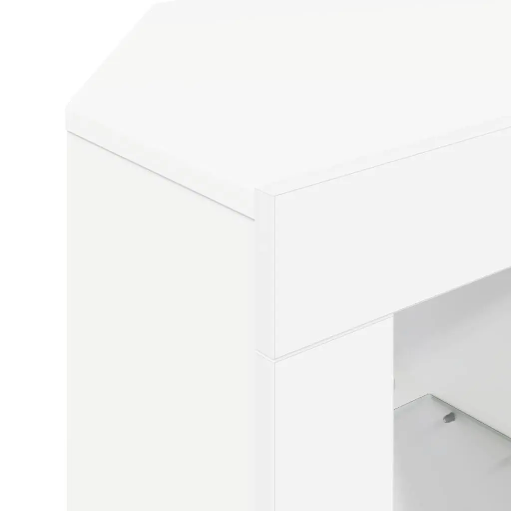 Corner TV Cabinet White Wall Mounted with Integrated LED Lighting and Storage Compartments