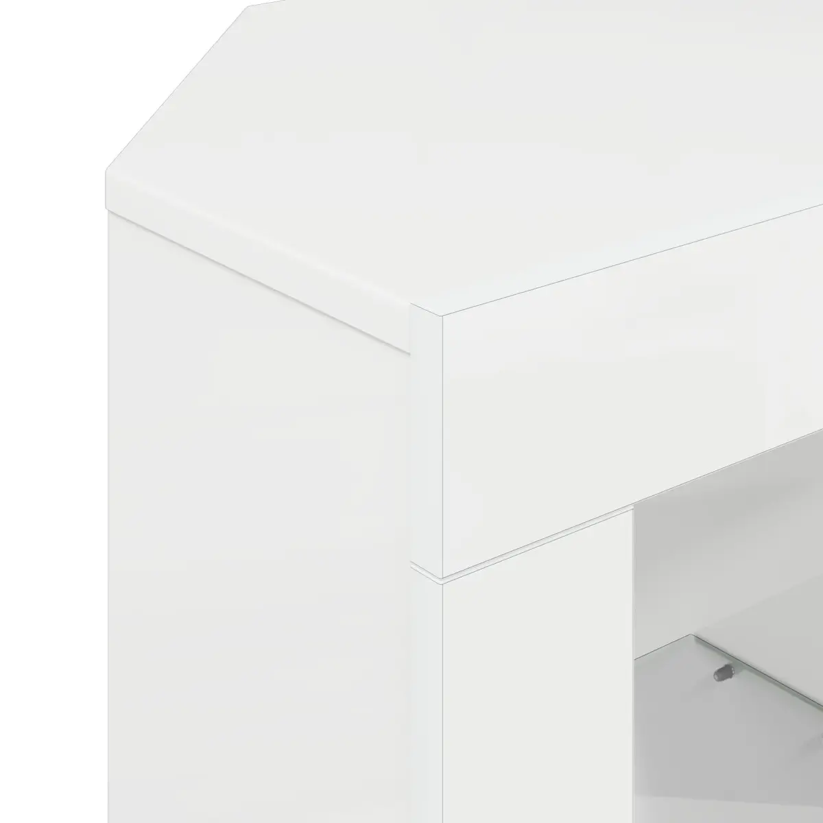 Corner LED TV Cabinet High Gloss White Modern Living Room Media Storage Unit