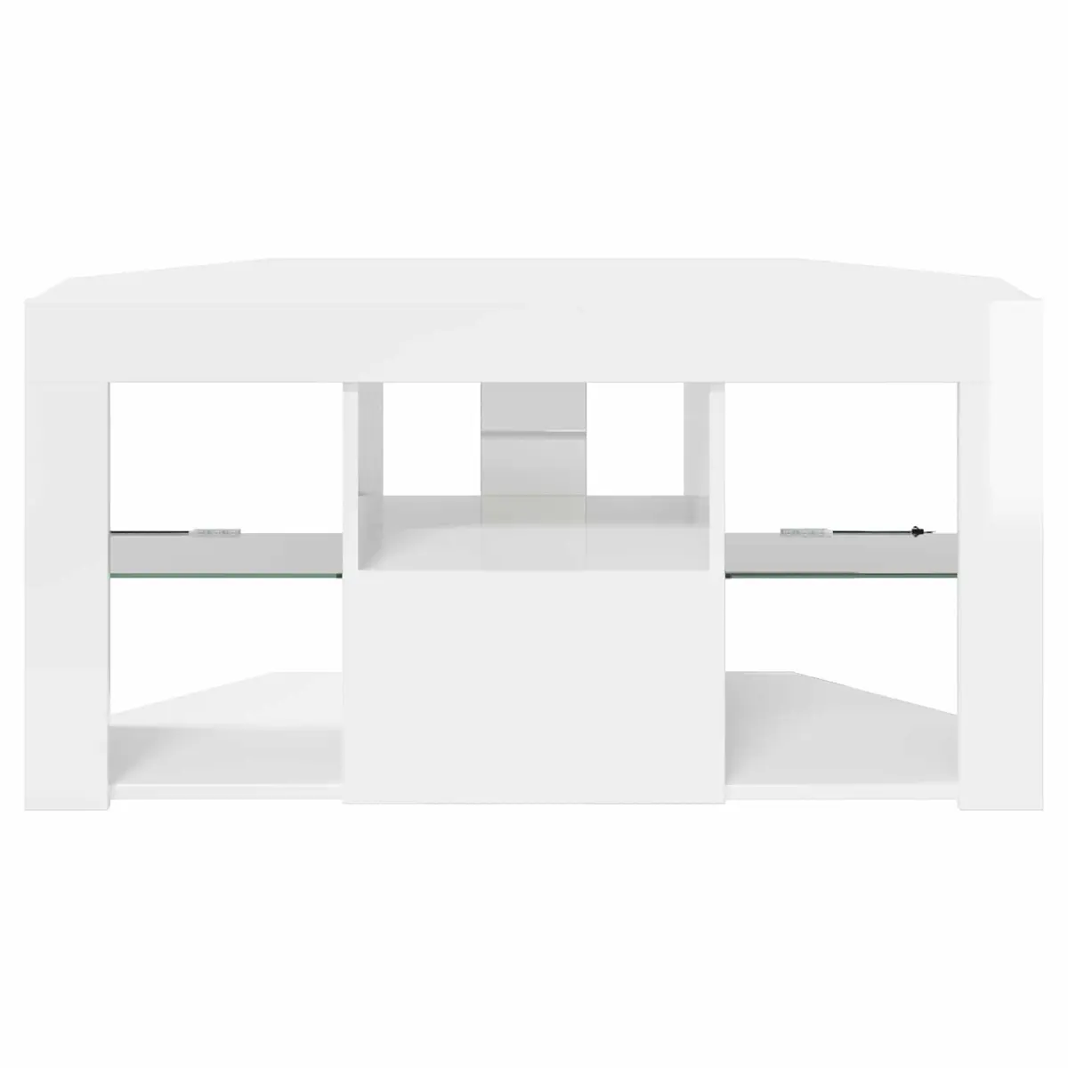 Corner LED TV Cabinet High Gloss White Modern Living Room Media Storage Unit