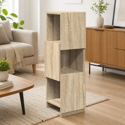Compact and Modern Corner Storage Cabinet in Brown