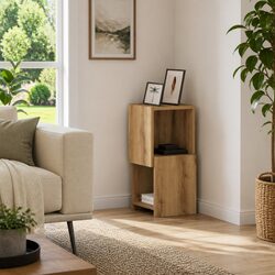 Compact Corner Storage Cabinet with Clean Lines