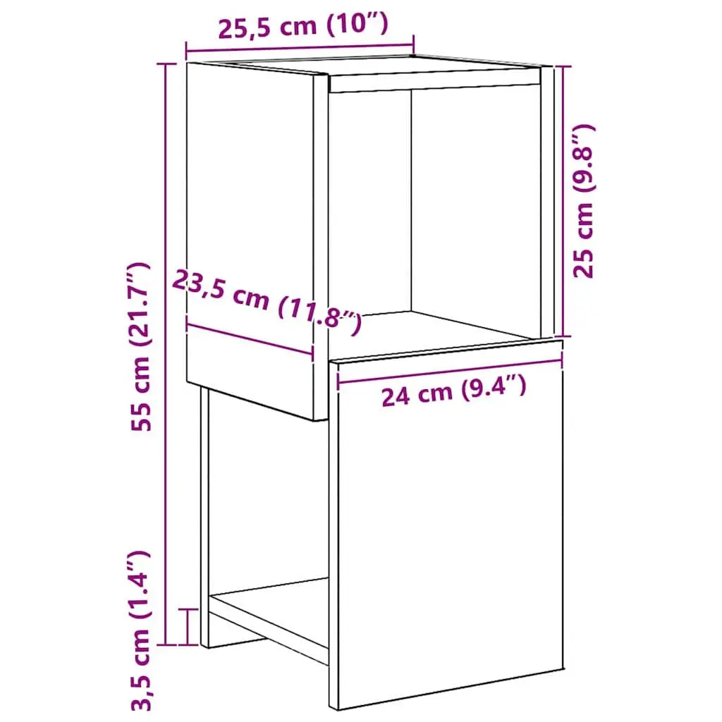 Corner Storage Cabinet 25.5x25x55cm Brown Modern Living Room Shelving Unit