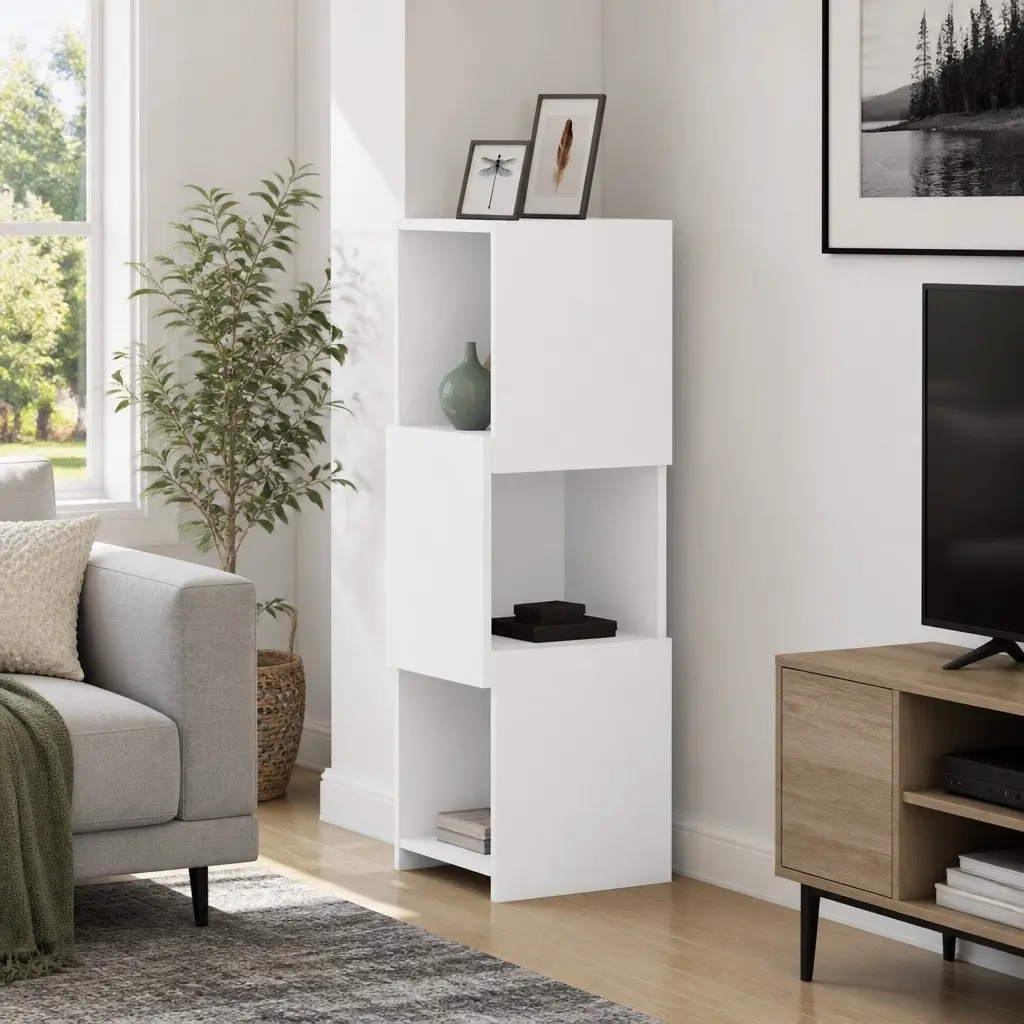 Corner Cabinet Matte 30.5x30x95cm Modern Living Room Organizer Engineered Wood