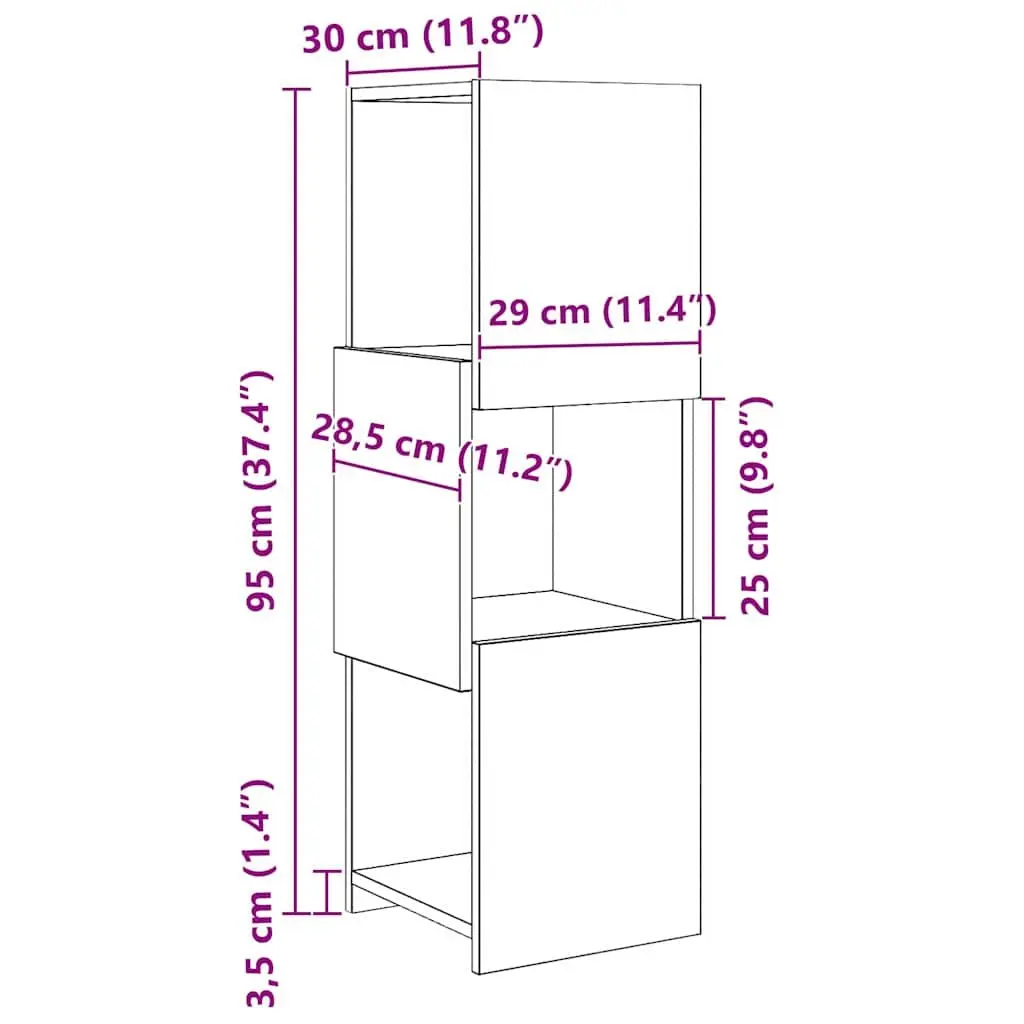 Corner Cabinet 30.5x30x95cm Brown Storage Cupboard Engineered Wood Living Room