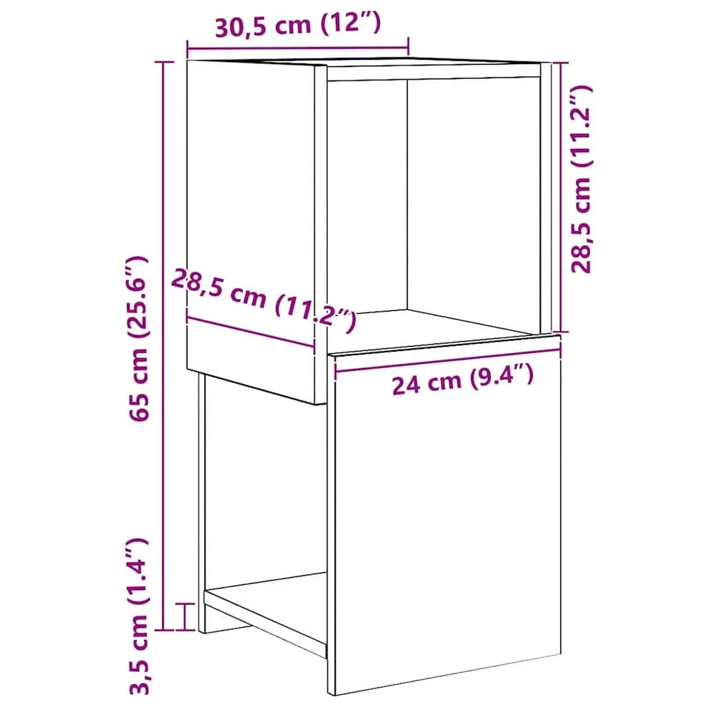 Corner Storage Cabinet 30.5x30x65cm Modern Living Room Shelving Unit