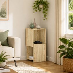 Compact Brown Corner Cabinet for Efficient Storage