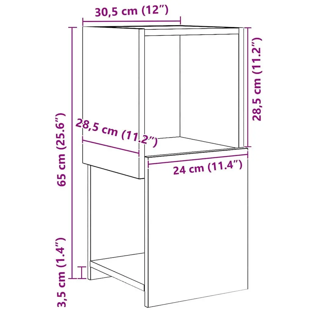 Corner Storage Cabinet Brown 30.5W x 30D x 65H cm Modern Space-Saving Shelves