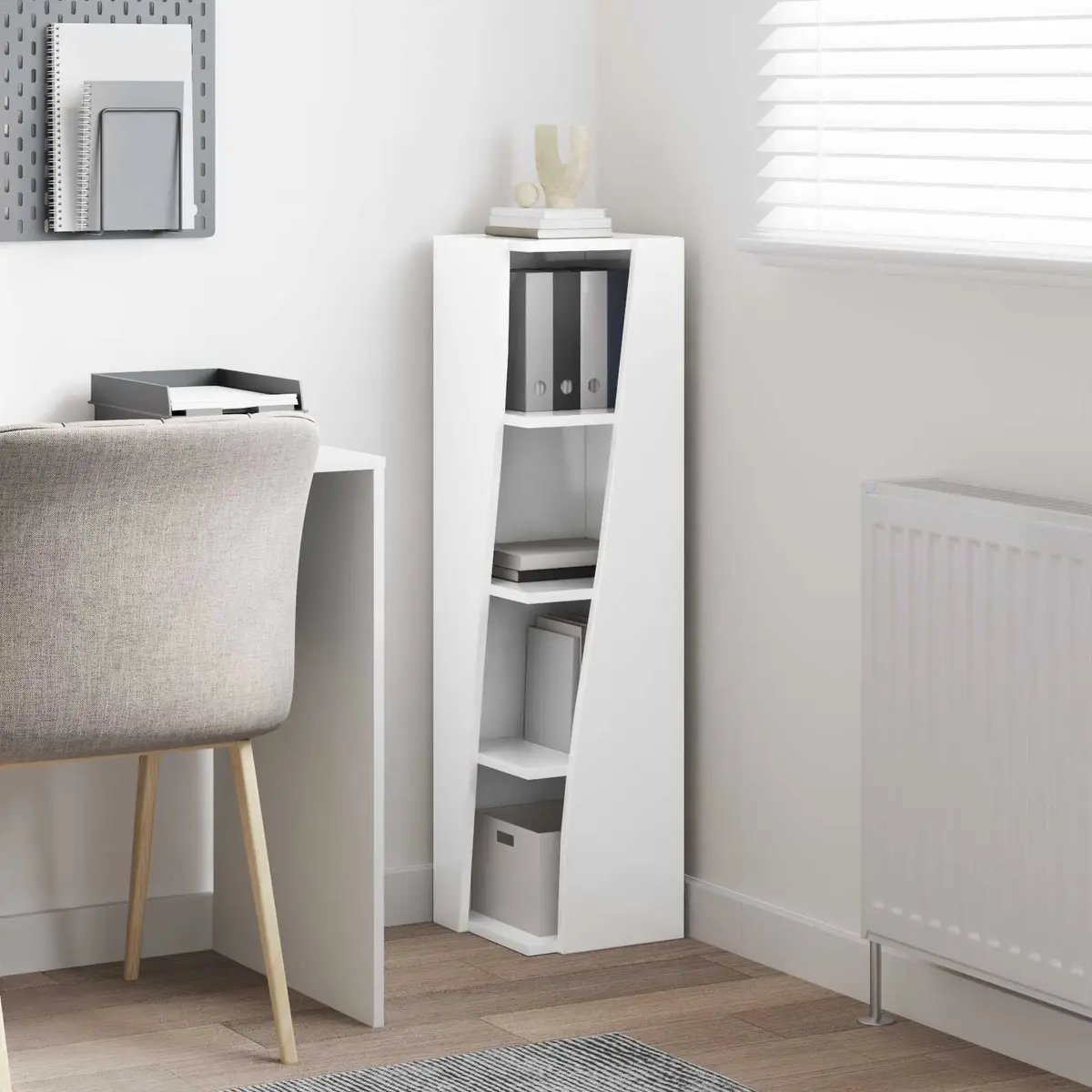 Corner Storage Cabinet High Gloss White Modern Living Room Shelving Unit