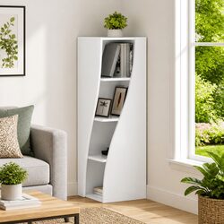 Compact Corner Storage Cabinet in High Gloss White