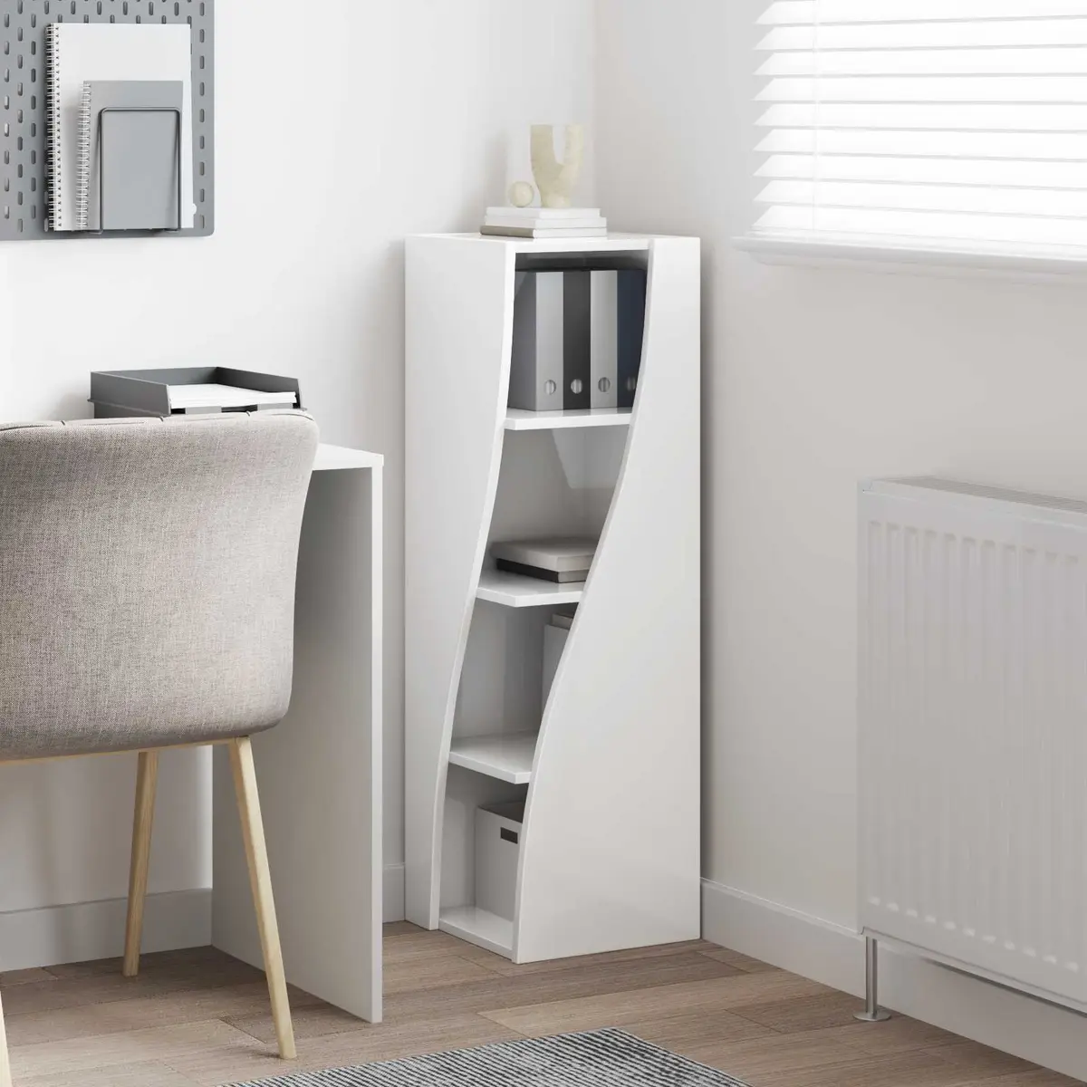 Corner Storage Cabinet High Gloss White Modern Living Room Cupboard 32x32x102cm