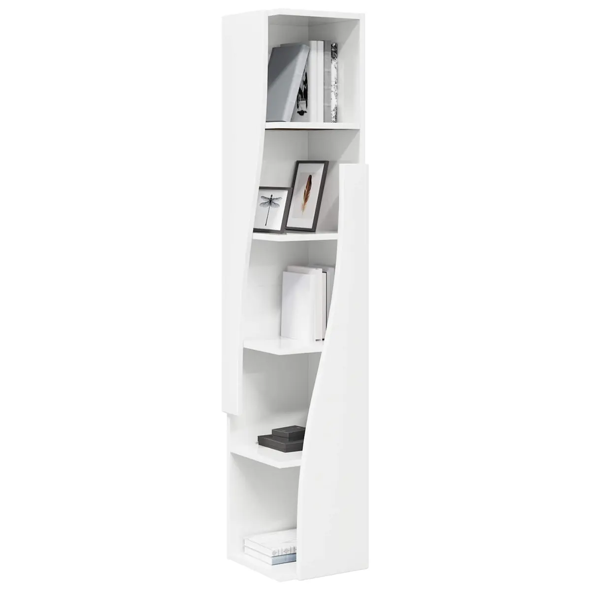 Corner Storage Cabinet 27.5x27x140cm Modern Living Room Shelving Unit
