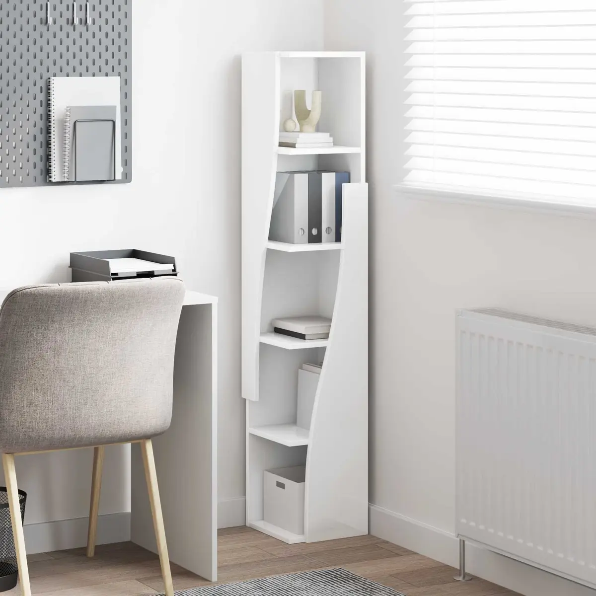 Corner Storage Cabinet 27.5x27x140cm Modern Living Room Shelving Unit