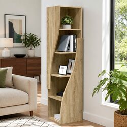Modern Brown Corner Storage Cabinet with Easy Assembly