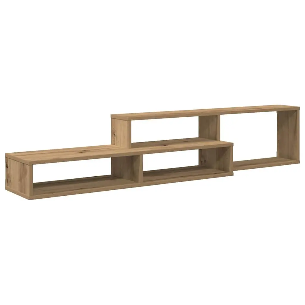 Wall TV Stand 150x25x28.5cm Brown Engineered Wood Shelves Storage Unit