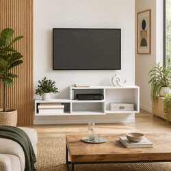 Compact Wall Mounted TV Stand 120x25x28.5cm, Easy Setup