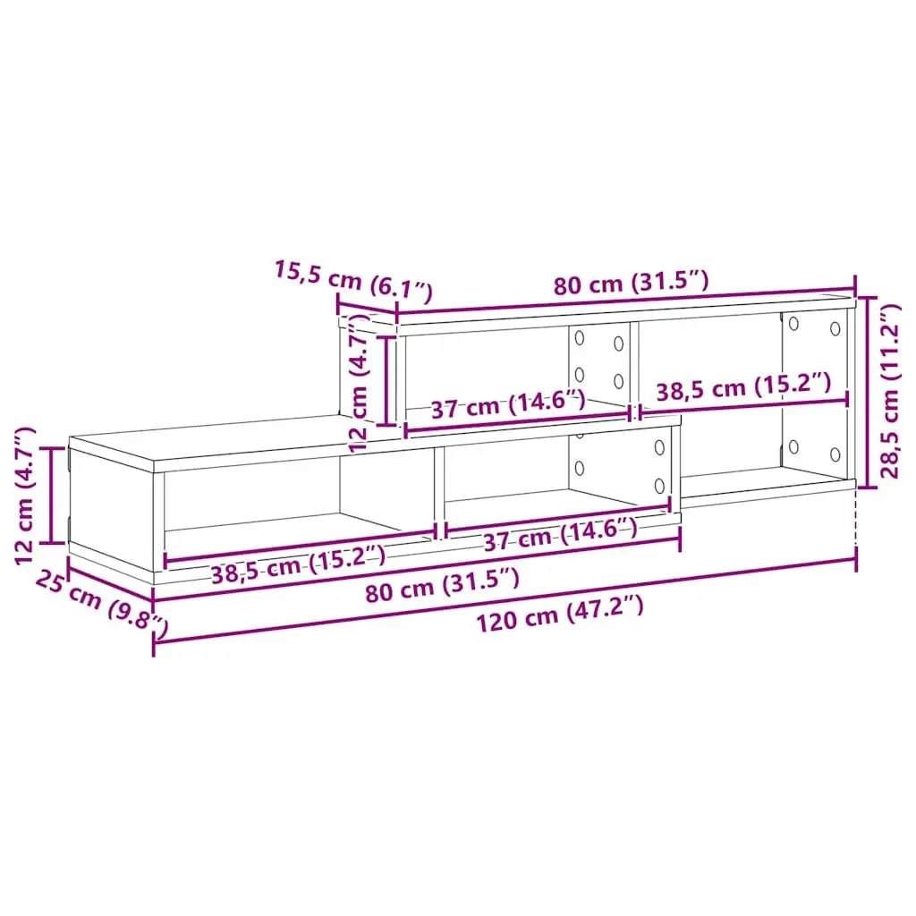 Wall Mounted TV Stand Engineered Wood Matte Finish 120x25x28.5cm Media Storage