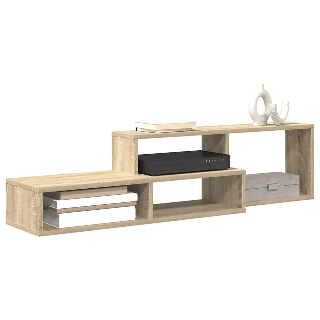 Wall Mounted TV Stand Grey Engineered Wood Living Room Entertainment Unit Shelf