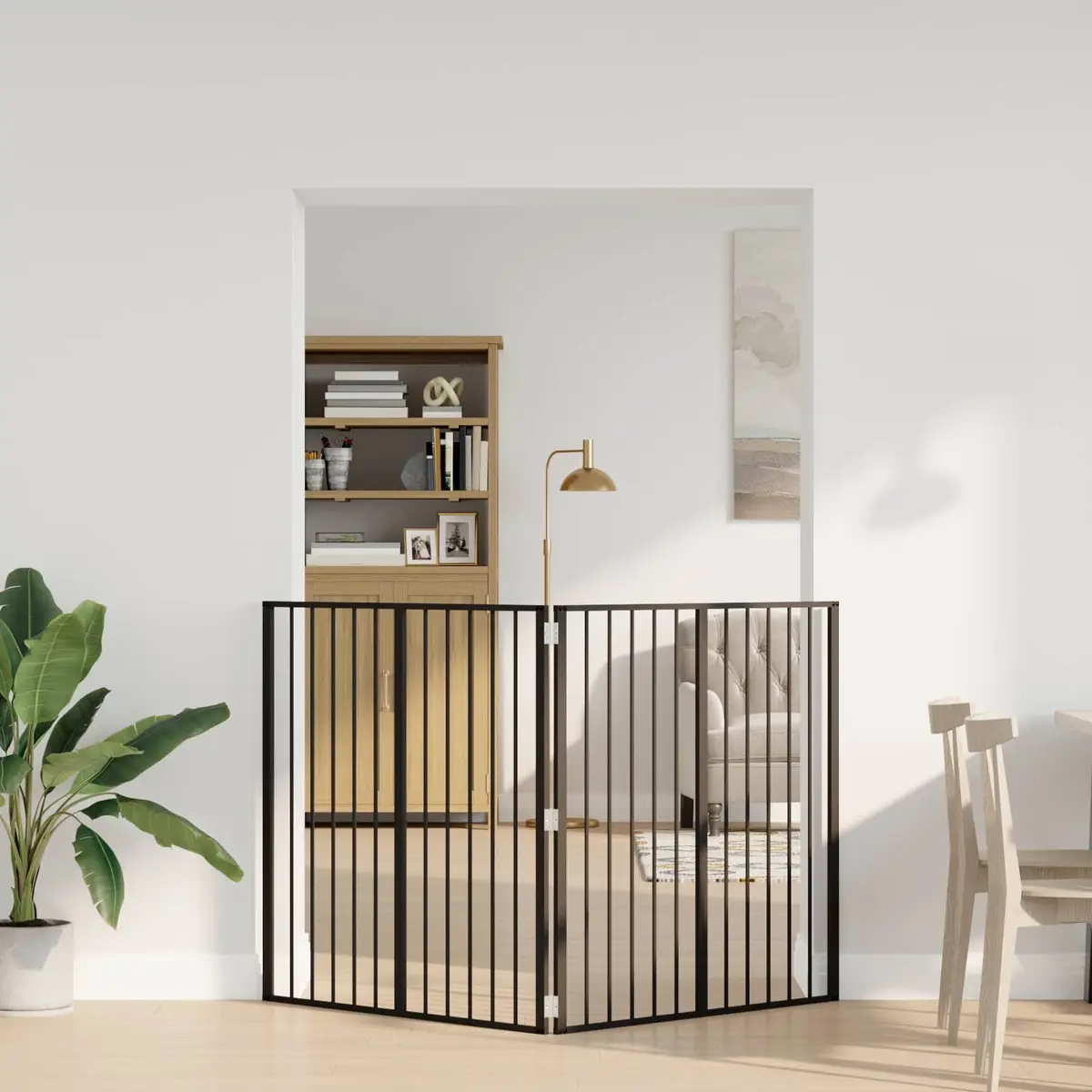 Dog Gate Black 2 Panels Foldable Pet Enclosure Indoor 100x100cm