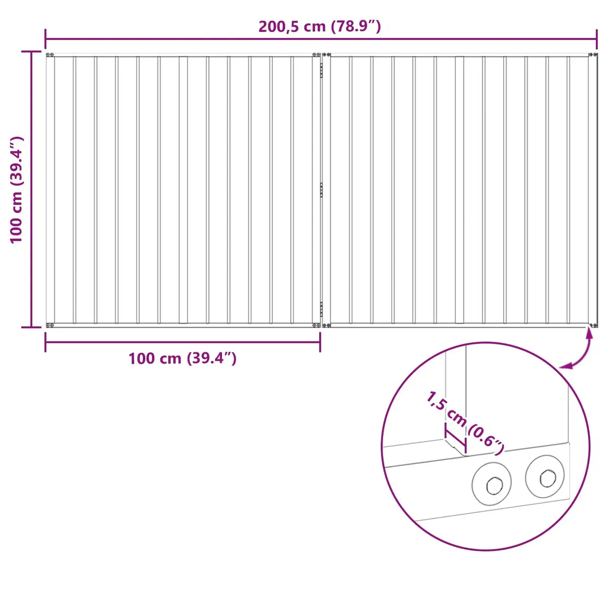 Dog Gate Black 2 Panels Foldable Pet Enclosure Indoor 100x100cm